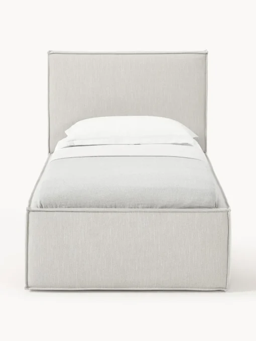 Camas Individuales|Camas Tapizadas>Westwing Collection Cama individual Dream Tejido jaspeado greige