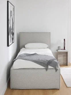 Camas Individuales|Camas Tapizadas>Westwing Collection Cama individual Dream Tejido fino gris claro