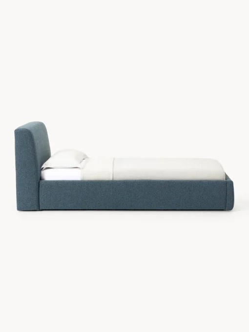 Camas Individuales|Camas Tapizadas>Westwing Collection Cama individual en tejido bouclé con espacio de almacenamiento Cloud Bouclé gris azulado