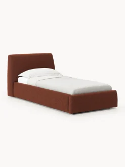 Camas Individuales|Camas Tapizadas>Westwing Collection Cama individual en tejido bouclé con espacio de almacenamiento Cloud Bouclé terracota
