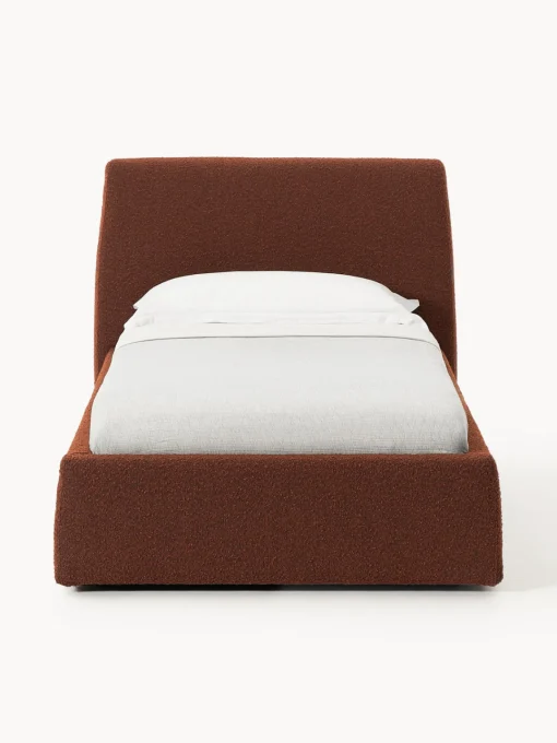 Camas Individuales|Camas Tapizadas>Westwing Collection Cama individual en tejido bouclé con espacio de almacenamiento Cloud Bouclé terracota