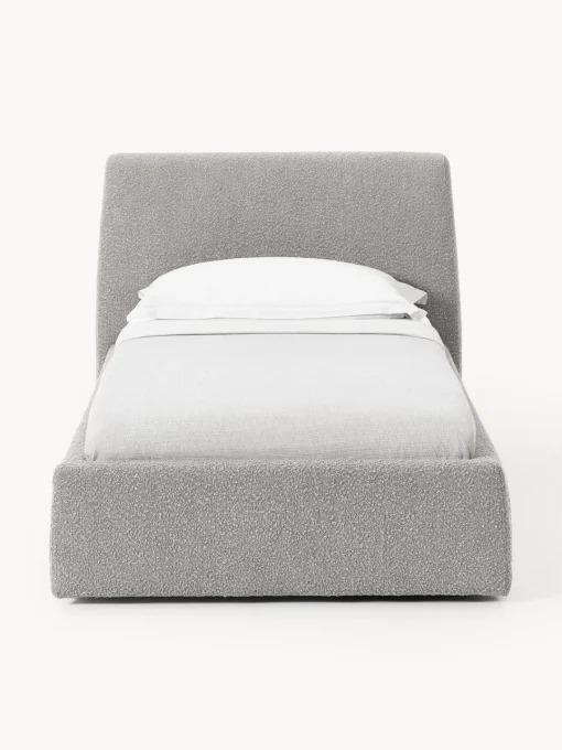 Camas Individuales|Camas Tapizadas>Westwing Collection Cama individual en tejido bouclé Cloud Bouclé gris
