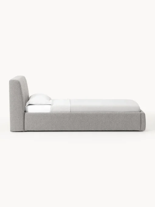 Camas Individuales|Camas Tapizadas>Westwing Collection Cama individual en tejido bouclé Cloud Bouclé gris