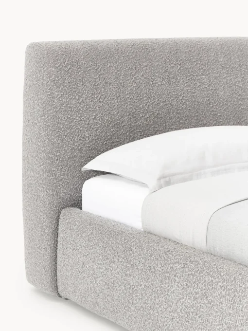 Camas Individuales|Camas Tapizadas>Westwing Collection Cama individual en tejido bouclé Cloud Bouclé gris