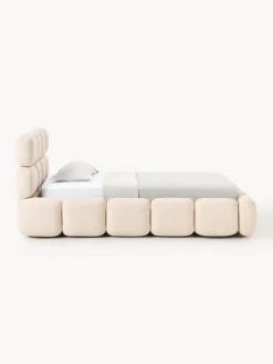 Camas Individuales|Camas Tapizadas></noscript>Westwing Collection Cama individual tapizada en borreguillo bouclé con espacio de almacenamiento Tayla Borreguillo bouclé melocotón