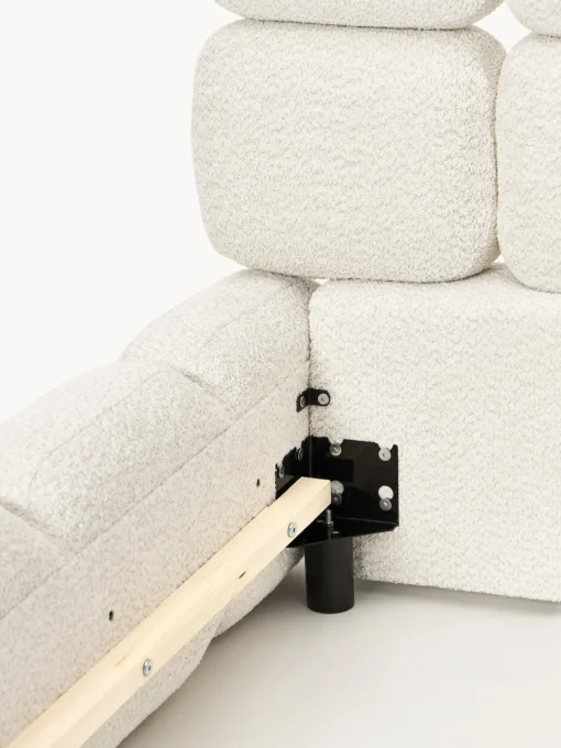 Camas Individuales|Camas Tapizadas>Westwing Collection Cama individual tapizada en borreguillo bouclé Tayla Borreguillo bouclé blanco Off White