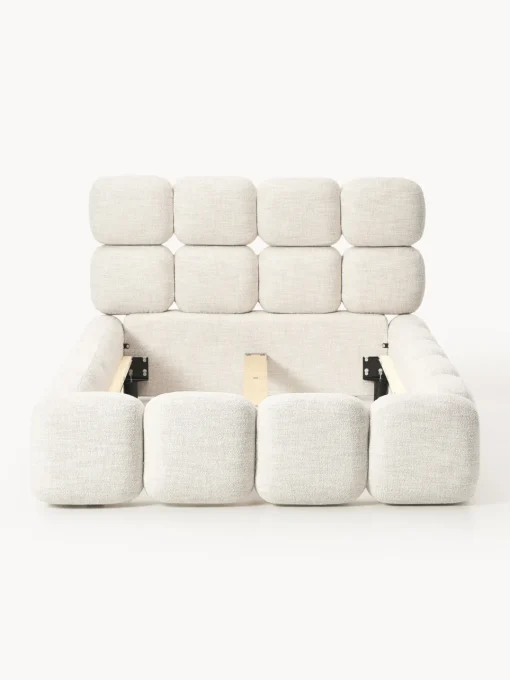 Camas Individuales|Camas Tapizadas>Westwing Collection Cama individual tapizada en borreguillo bouclé Tayla Borreguillo bouclé beige claro