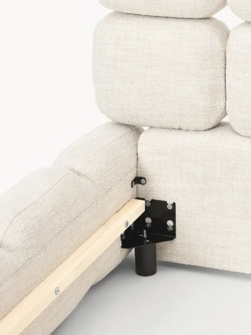 Camas Individuales|Camas Tapizadas>Westwing Collection Cama individual tapizada en borreguillo bouclé Tayla Borreguillo bouclé beige claro