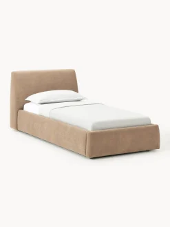 Camas Individuales|Camas Tapizadas>Westwing Collection Cama individual tapizada Cloud Tejido aterciopelado marrón
