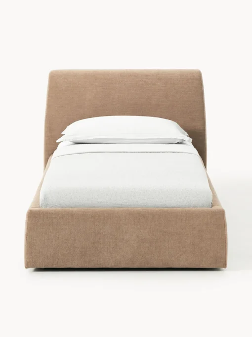 Camas Individuales|Camas Tapizadas>Westwing Collection Cama individual tapizada Cloud Tejido aterciopelado marrón