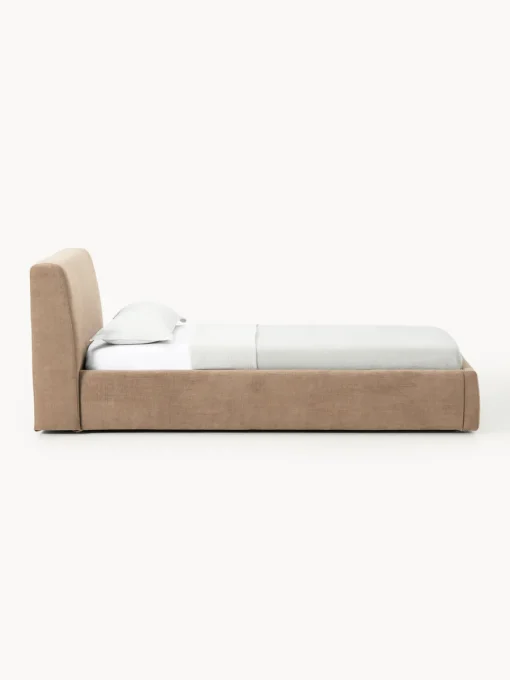 Camas Individuales|Camas Tapizadas>Westwing Collection Cama individual tapizada Cloud Tejido aterciopelado marrón