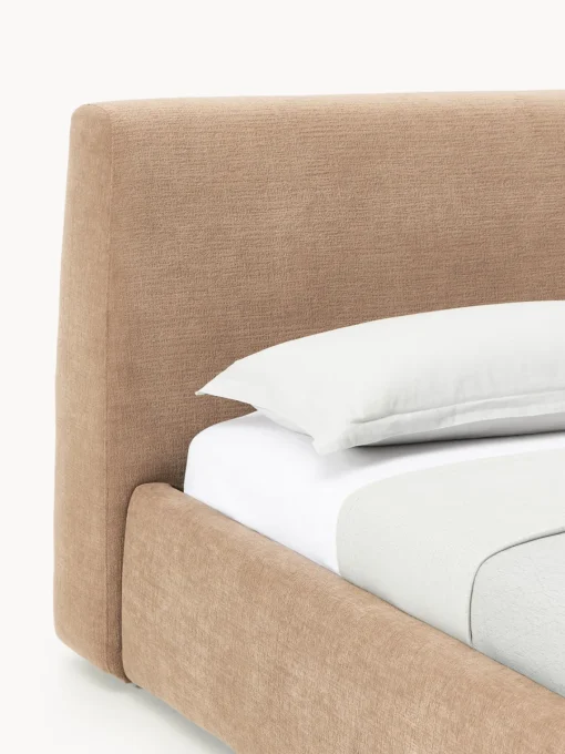 Camas Individuales|Camas Tapizadas>Westwing Collection Cama individual tapizada Cloud Tejido aterciopelado marrón