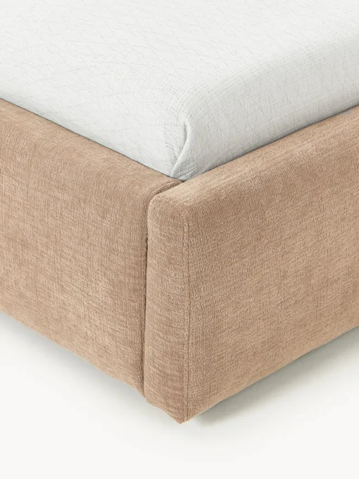 Camas Individuales|Camas Tapizadas>Westwing Collection Cama individual tapizada Cloud Tejido aterciopelado marrón