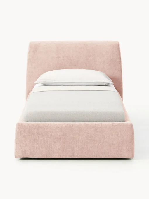 Camas Individuales|Camas Tapizadas>Westwing Collection Cama individual tapizada Cloud Tejido aterciopelado melocotón