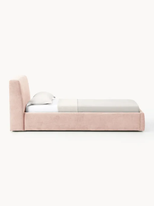 Camas Individuales|Camas Tapizadas>Westwing Collection Cama individual tapizada Cloud Tejido aterciopelado melocotón