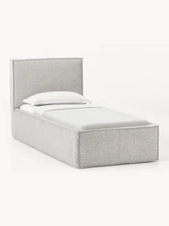 Camas Individuales|Camas Tapizadas>Westwing Collection Cama individual tapizada en tejido bouclé con espacio de almacenamiento Dream Bouclé taupe