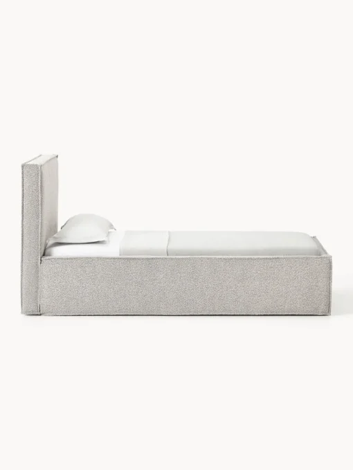 Camas Individuales|Camas Tapizadas>Westwing Collection Cama individual tapizada en tejido bouclé con espacio de almacenamiento Dream Bouclé taupe