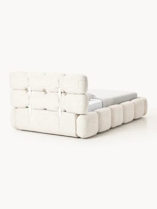 Camas Individuales|Camas Tapizadas>Westwing Collection Cama individual tapizada en borreguillo bouclé con espacio de almacenamiento Tayla Borreguillo bouclé beige claro