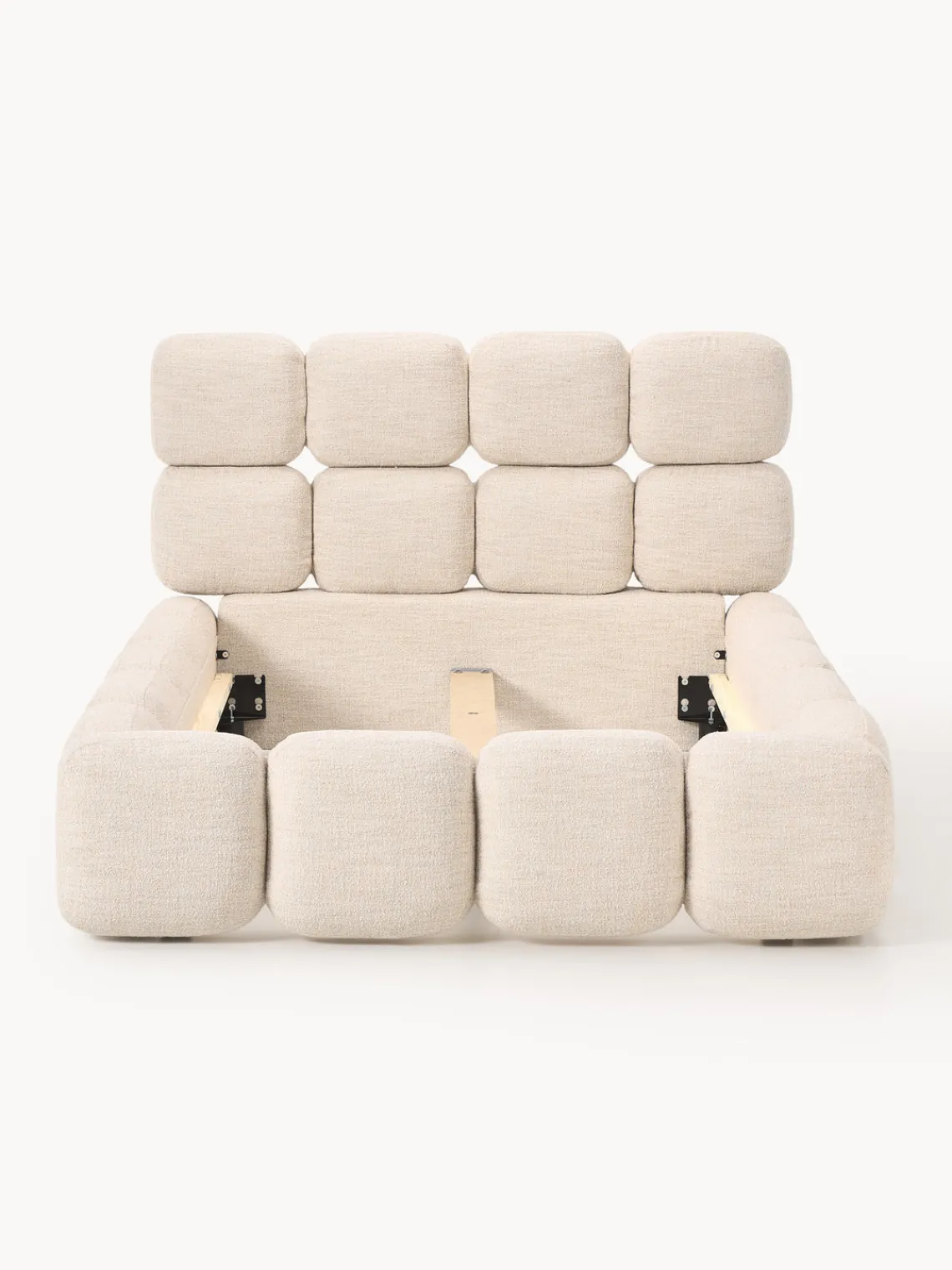 Camas Individuales|Camas Tapizadas>Westwing Collection Cama individual tapizada en borreguillo bouclé Tayla Borreguillo bouclé melocotón