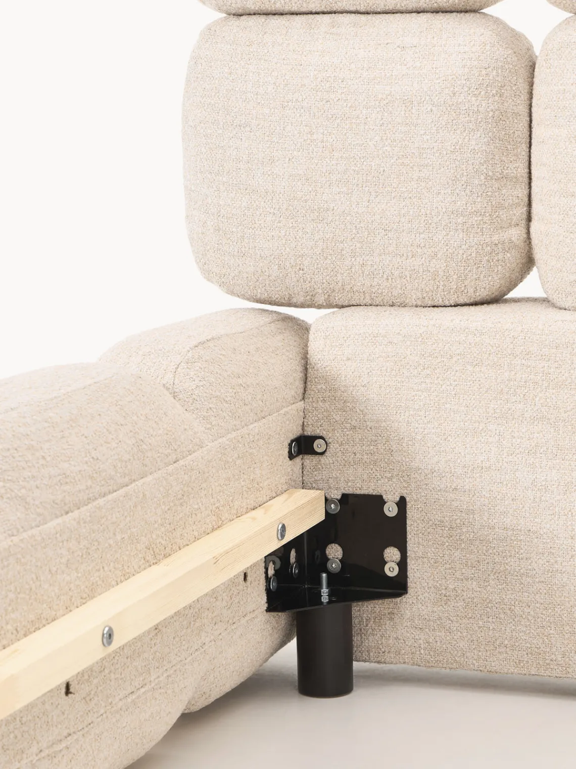 Camas Individuales|Camas Tapizadas>Westwing Collection Cama individual tapizada en borreguillo bouclé Tayla Borreguillo bouclé melocotón