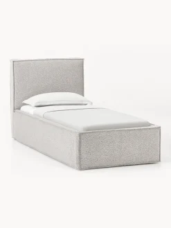 Camas Individuales|Camas Tapizadas>Westwing Collection Cama individual tapizada en tejido bouclé Dream Bouclé taupe