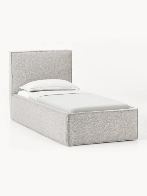 Camas Individuales|Camas Tapizadas>Westwing Collection Cama individual tapizada en tejido bouclé Dream Bouclé taupe