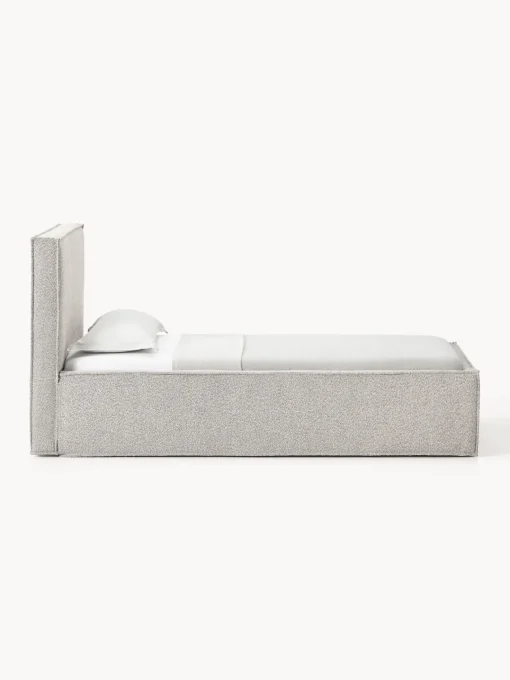 Camas Individuales|Camas Tapizadas>Westwing Collection Cama individual tapizada en tejido bouclé Dream Bouclé taupe