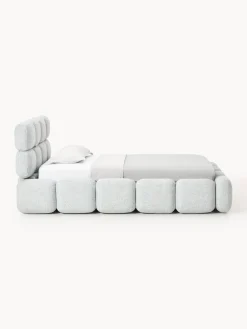 Clearance Cama individual tapizada en borreguillo bouclé Tayla Camas Individuales|Camas Tapizadas
