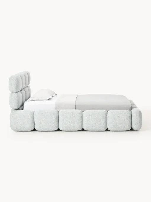 Clearance Cama individual tapizada en borreguillo bouclé Tayla Camas Individuales|Camas Tapizadas