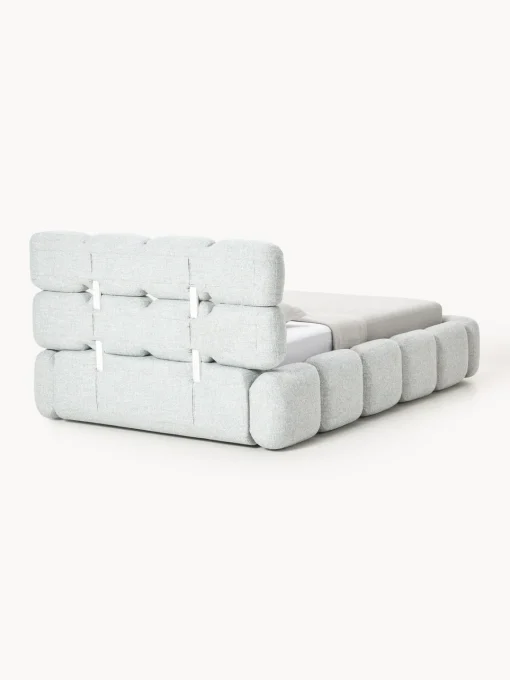 Clearance Cama individual tapizada en borreguillo bouclé Tayla Camas Individuales|Camas Tapizadas
