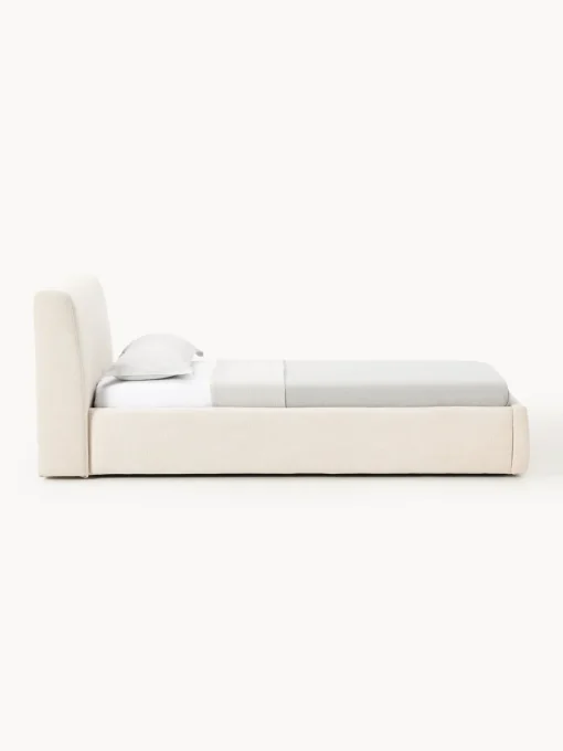 Camas Individuales|Camas Tapizadas>Westwing Collection Cama individual tapizada Cloud Tejido aterciopelado beige claro