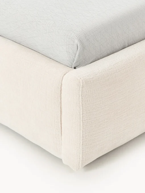 Camas Individuales|Camas Tapizadas>Westwing Collection Cama individual tapizada Cloud Tejido aterciopelado beige claro
