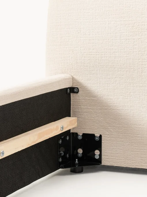 Camas Individuales|Camas Tapizadas>Westwing Collection Cama individual tapizada Cloud Tejido aterciopelado beige claro