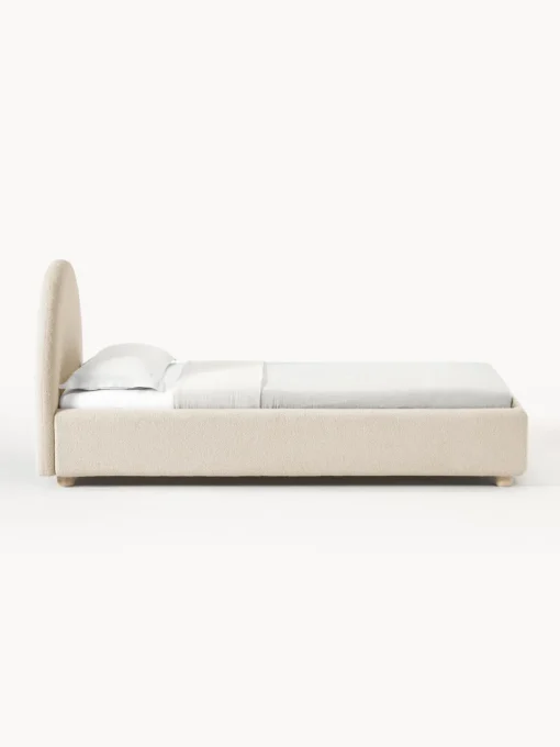 Camas Individuales|Camas Tapizadas>Westwing Collection Cama individualde borreguillo Ebba, con espacio de almacenamiento Borreguillo beige