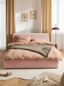 Camas Tapizadas|Camas>Westwing Collection Cama tapizada Cloud Tejido aterciopelado melocotón