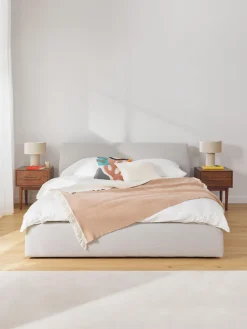 Camas Tapizadas|Camas>Westwing Collection Cama tapizada con espacio de almacenamiento Cloud Tejido fino gris claro