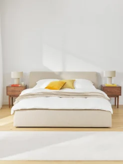 Camas Tapizadas|Camas>Westwing Collection Cama tapizada con espacio de almacenamiento Cloud Tejido beige jaspeado