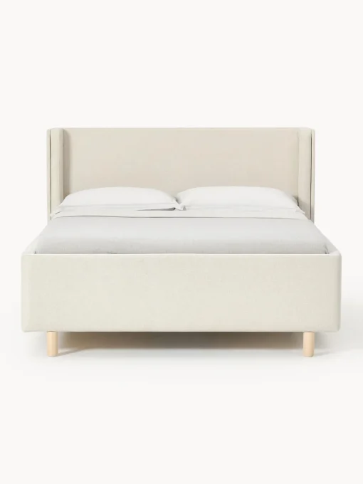 Camas Tapizadas|Camas>Westwing Collection Cama tapizada con espacio de almacenamiento Arche Tejido blanco Off White