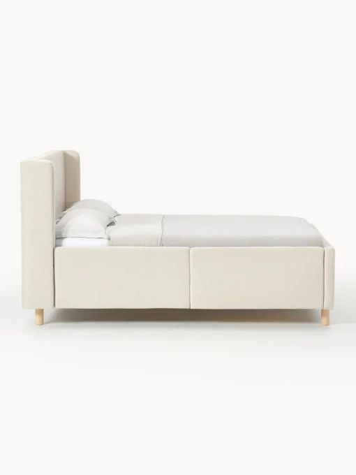 Camas Tapizadas|Camas>Westwing Collection Cama tapizada con espacio de almacenamiento Arche Tejido blanco Off White