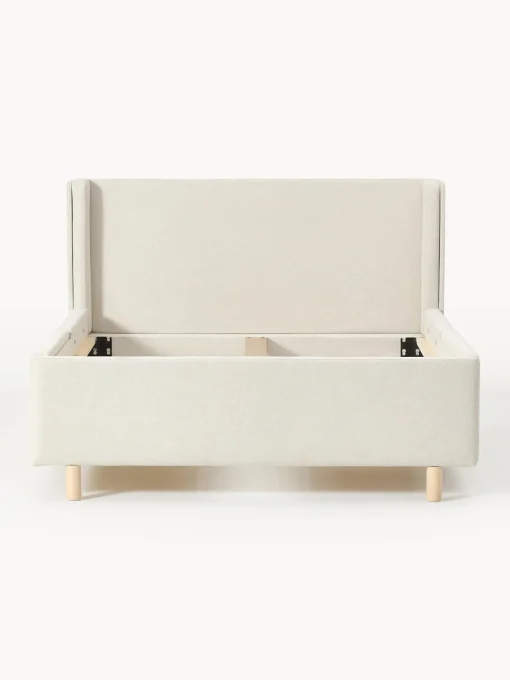 Camas Tapizadas|Camas>Westwing Collection Cama tapizada con espacio de almacenamiento Arche Tejido blanco Off White