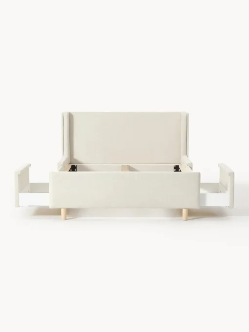 Camas Tapizadas|Camas>Westwing Collection Cama tapizada con espacio de almacenamiento Arche Tejido blanco Off White