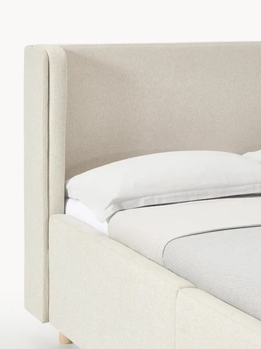 Camas Tapizadas|Camas>Westwing Collection Cama tapizada con espacio de almacenamiento Arche Tejido blanco Off White