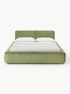Camas Tapizadas|Camas>Westwing Collection Cama tapizada con espacio de almacenamiento Melva Pana verde oliva