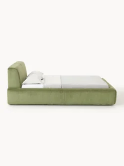 Camas Tapizadas|Camas></noscript>Westwing Collection Cama tapizada con espacio de almacenamiento Melva Pana verde oliva