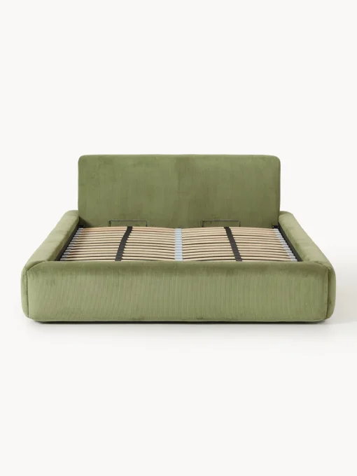 Camas Tapizadas|Camas>Westwing Collection Cama tapizada con espacio de almacenamiento Melva Pana verde oliva
