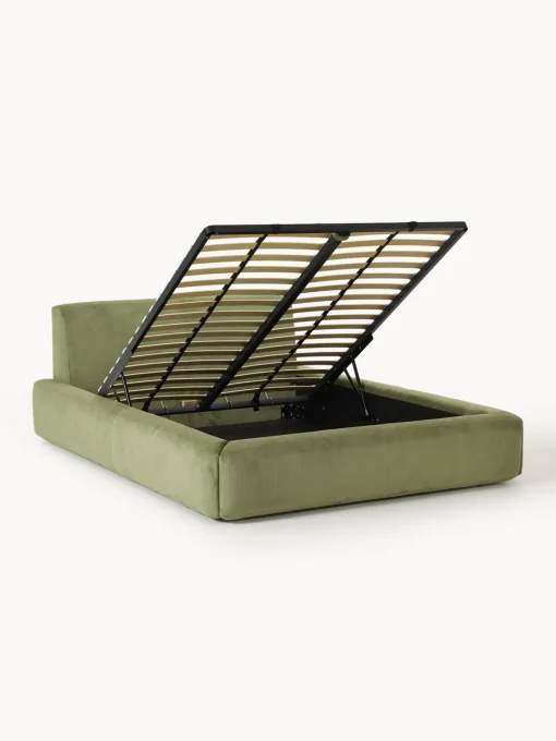 Camas Tapizadas|Camas>Westwing Collection Cama tapizada con espacio de almacenamiento Melva Pana verde oliva