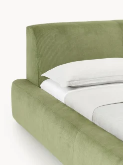 Camas Tapizadas|Camas></noscript>Westwing Collection Cama tapizada con espacio de almacenamiento Melva Pana verde oliva