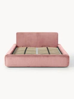 Camas Tapizadas|Camas></noscript>Westwing Collection Cama tapizada con espacio de almacenamiento Melva Pana rosa palo