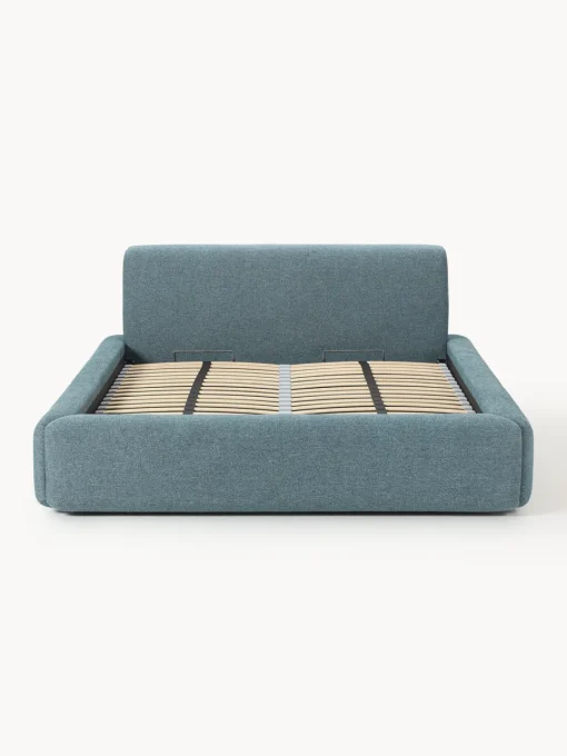 Camas Tapizadas|Camas>Westwing Collection Cama tapizada con espacio de almacenamiento Melva Tejido azul petróleo