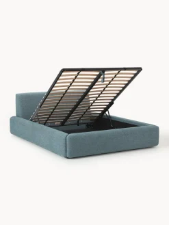 Camas Tapizadas|Camas></noscript>Westwing Collection Cama tapizada con espacio de almacenamiento Melva Tejido azul petróleo